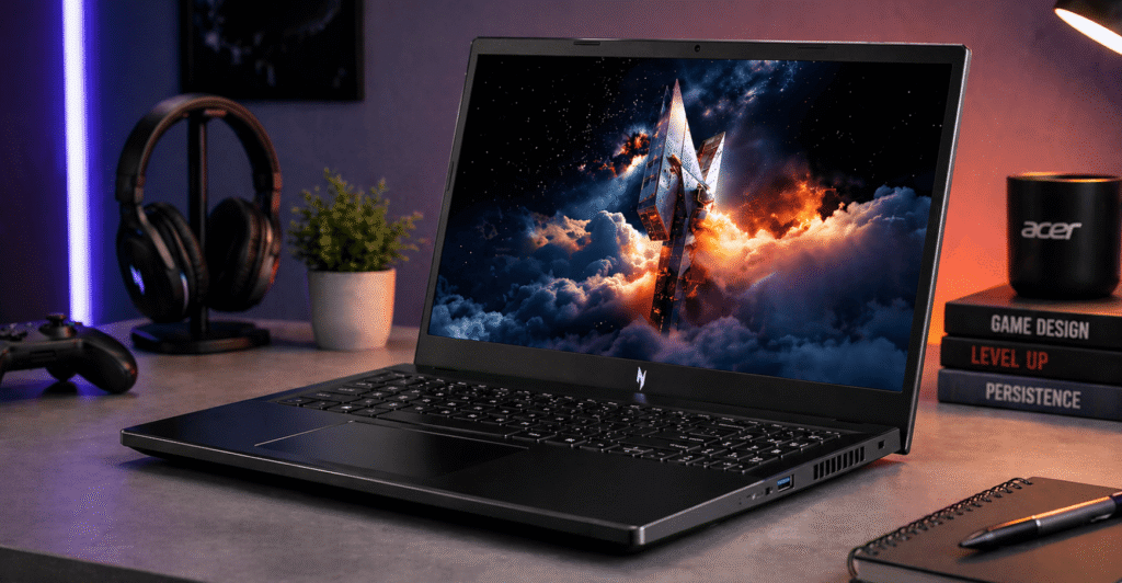 Acer Nitro V15 RTX 4050 em setup gamer moderno