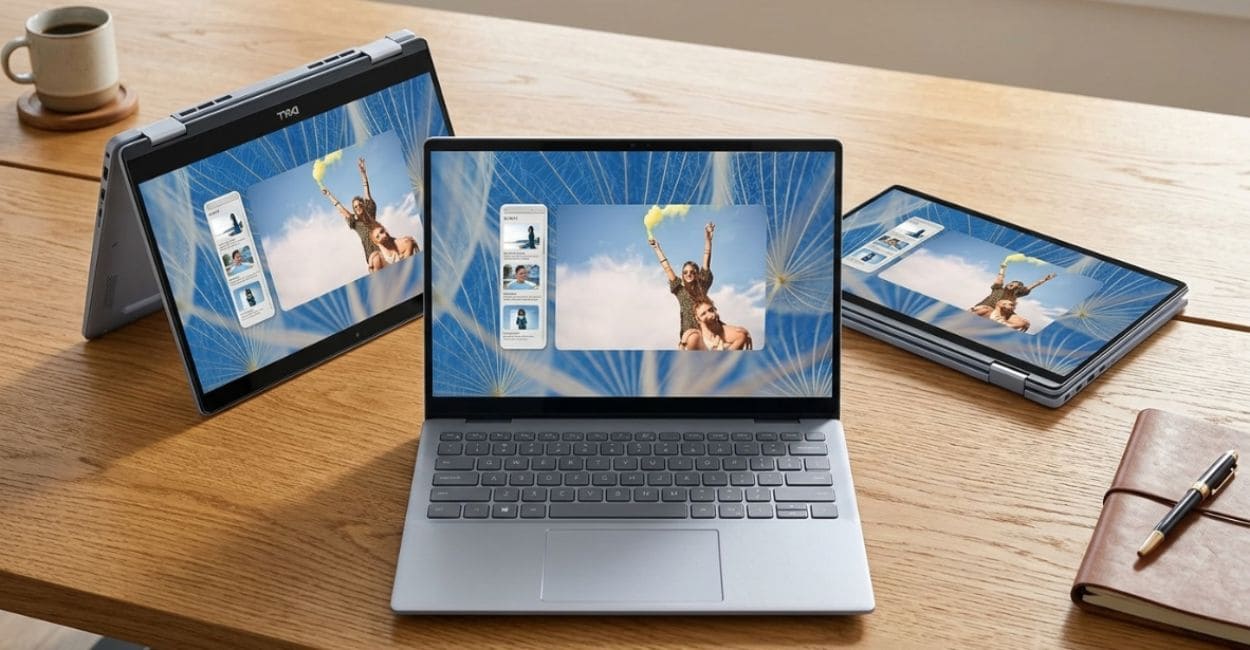 Dell 2 em 1 Inspiron 14 conversível com tela touchscreen e dobradiça 360 graus