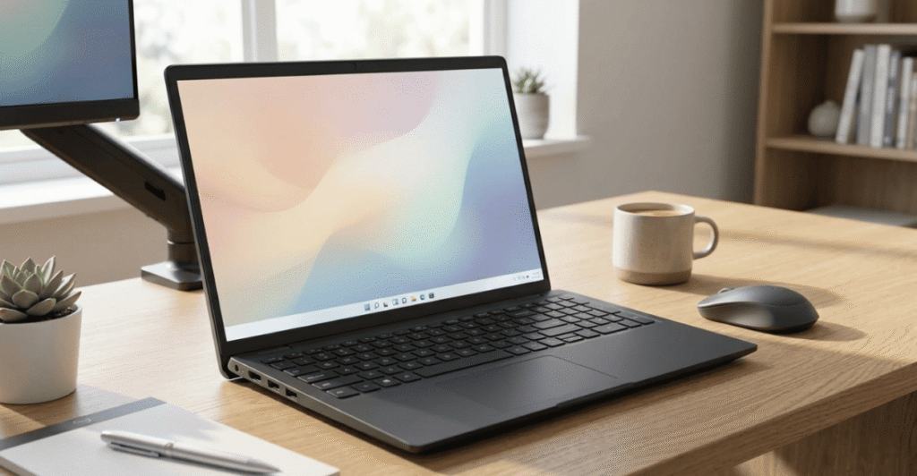 Notebook Dell Inspiron i15-i3100-A15P em uso no home office