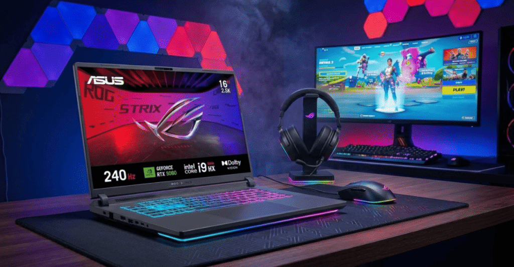 ASUS ROG Strix G16 RTX 5060 durante testes em jogos competitivos e títulos AAA