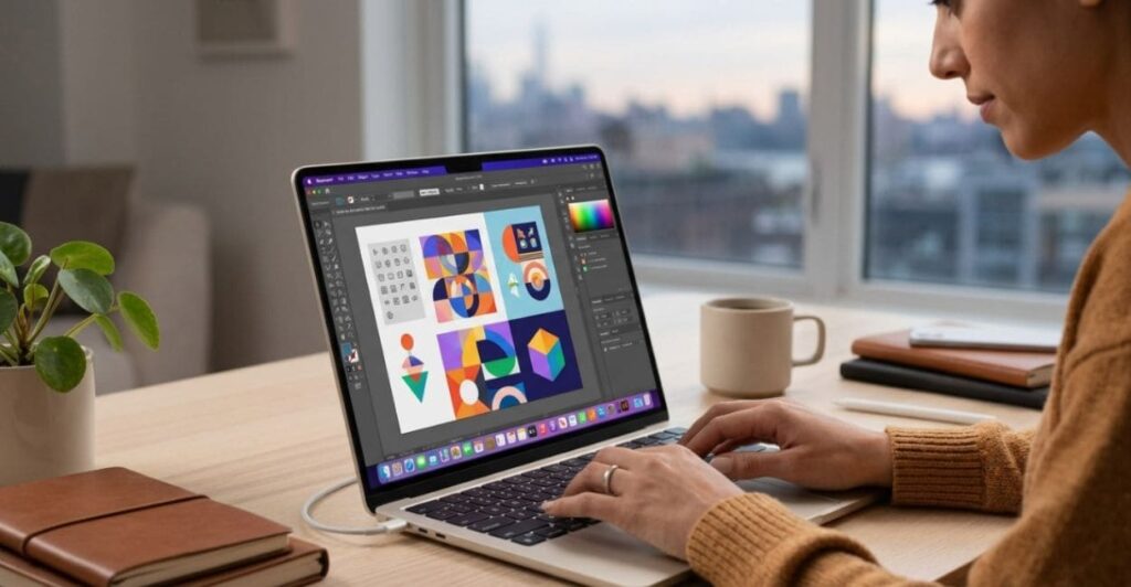 MacBook Air M2 sendo utilizado para produtividade e criação de conteúdo