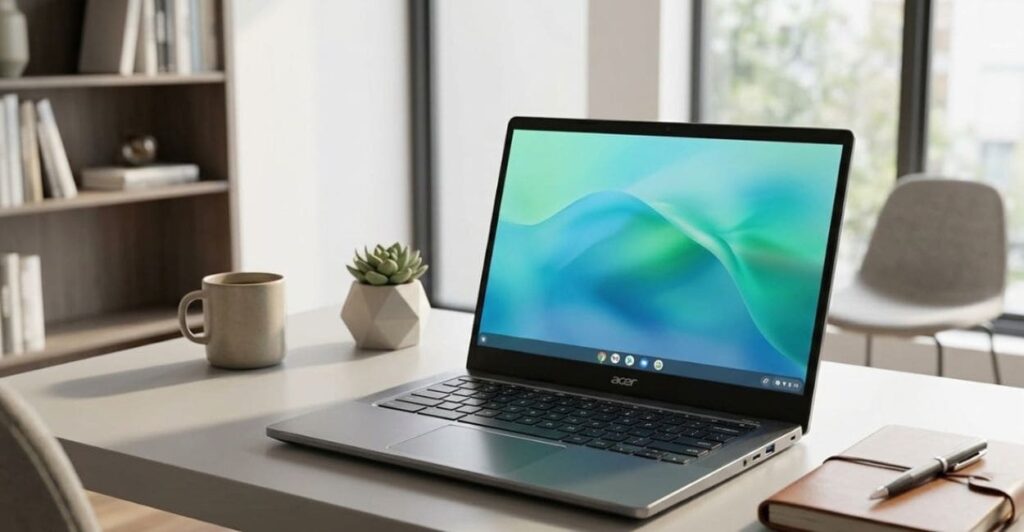 Teclado chiclet e touchpad do Acer Chromebook Plus i3-N305