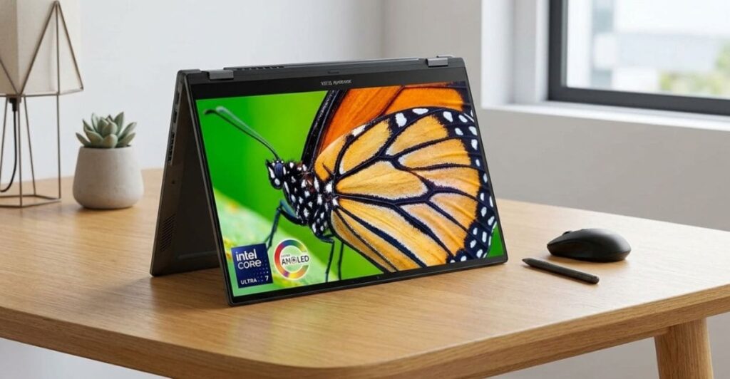ASUS Vivobook Flip 14 com processador Intel Core Ultra 7 e tela OLED
