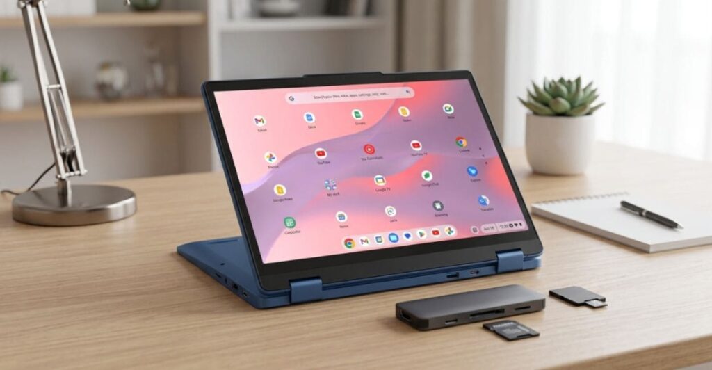 Lenovo Flex 3i 12.2 Chromebook com estação de ancoragem, leitor de cartão e adaptadores