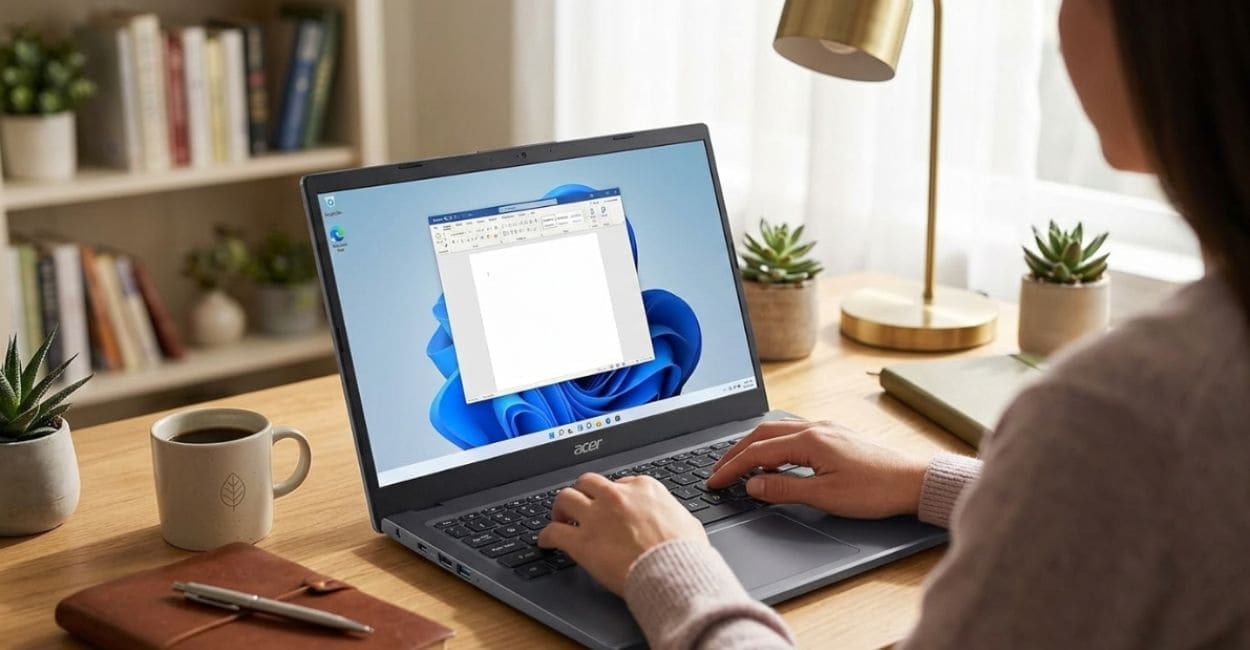 Pessoa trabalhando em home office com o Acer Aspire 5 A15-51M-54E6