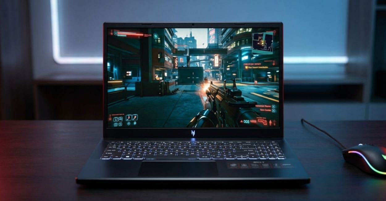 Tela do Acer Nitro V15 ANV15-52-514Z exibindo um jogo em execução com a RTX 3050