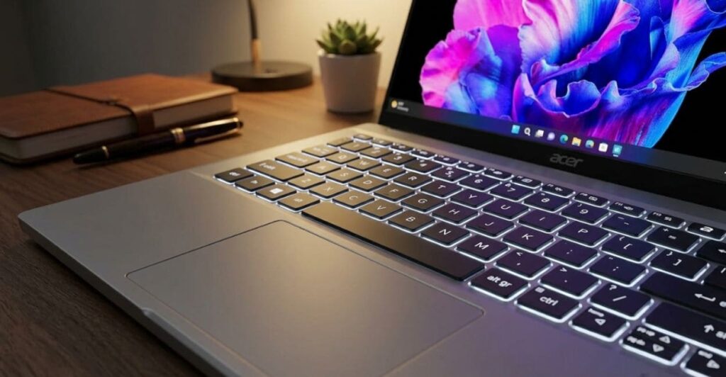 Teclado retroiluminado e trackpad do Acer Swift Go 14 OLED
