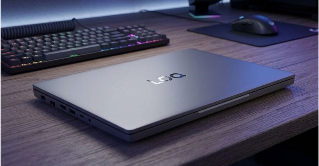 Portas laterais do Lenovo LOQ Essential RTX 3050, incluindo RJ-45, HDMI e USB-C