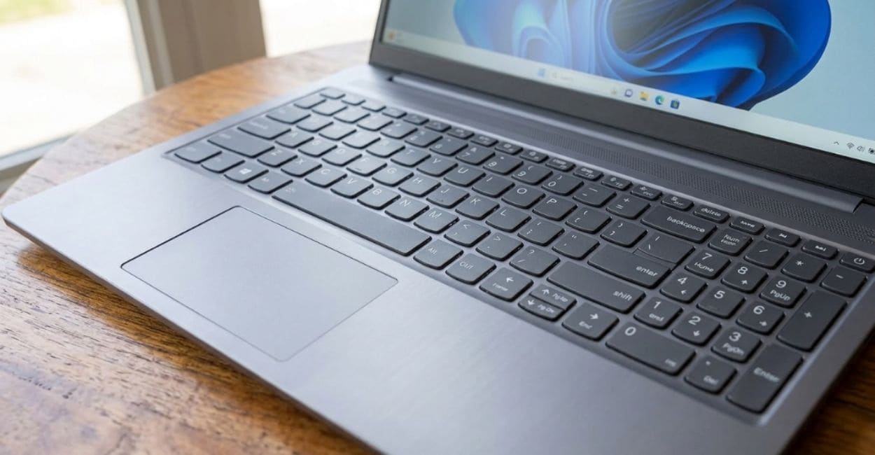 Teclado numérico do Lenovo IdeaPad Slim 3 visto em close-up
