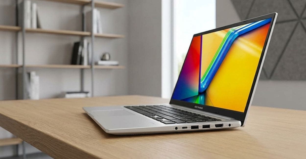 Lateral do ASUS Vivobook 15 M1502YA mostrando as portas USB e HDMI