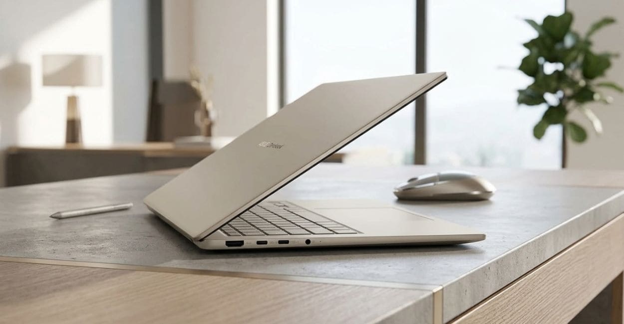 Notebook leve e potente pronto para uso em ambiente de trabalho remoto